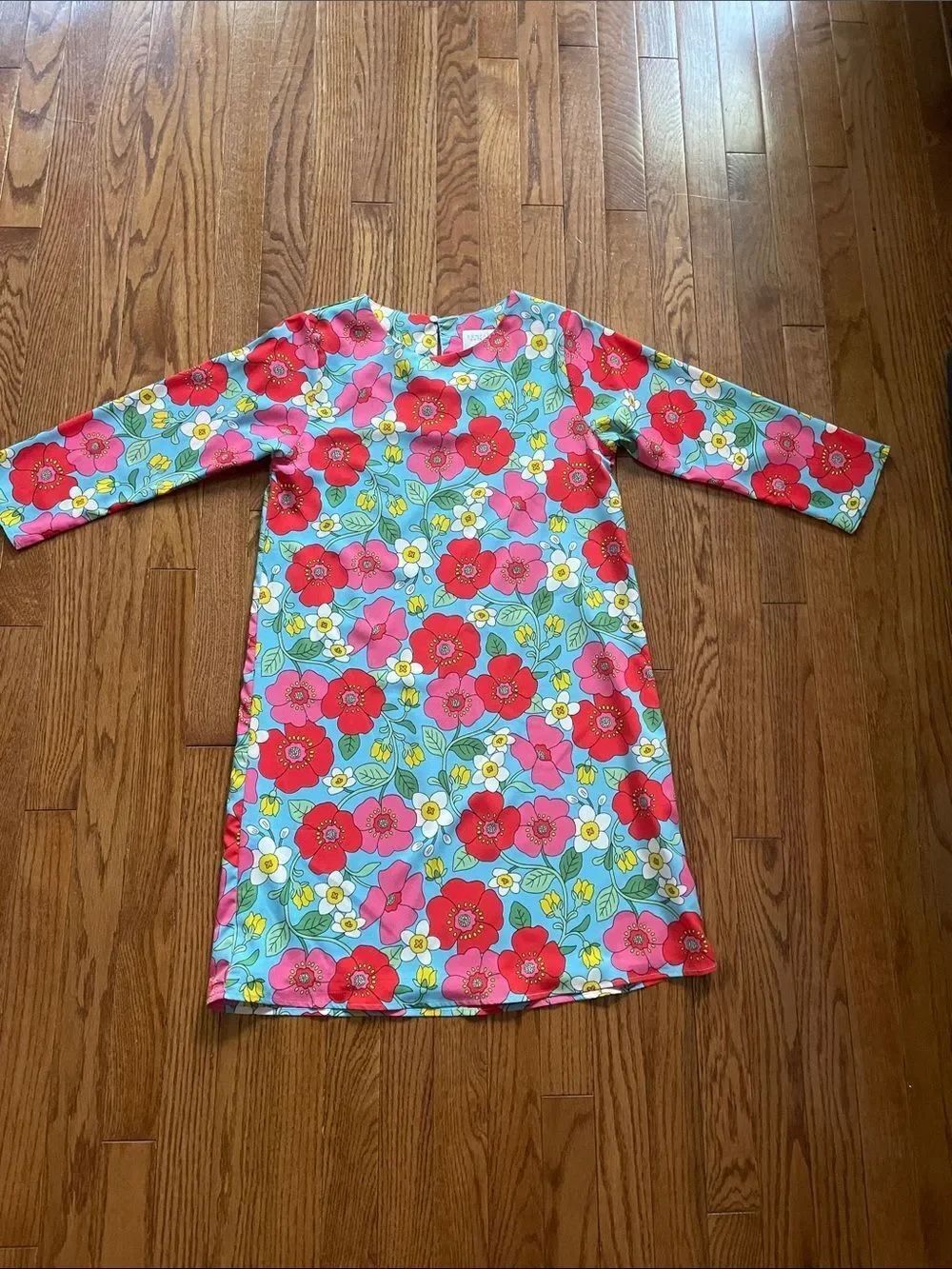Compañía Fantástico Long Sleeve Floral Print Shift Dress Sz Small